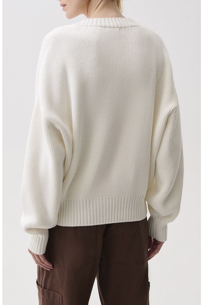 Nika Cotton V-Neck Sweater, Alternate, color, WHITE