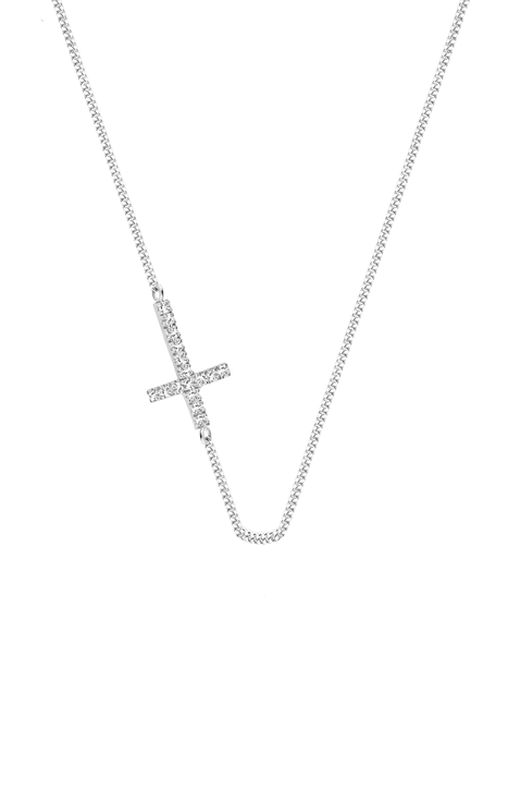 Faith Diamond Necklace |  21 natural diamonds | 925 Sterling Silver | Necklace | 15 - 16.5 in | White Rhodium