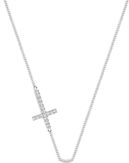 DPT Antwerp Faith Diamond Necklace |  21 natural diamonds | 925 Sterling Silver | Necklace | 15 - 16.5 in | White Rhodium