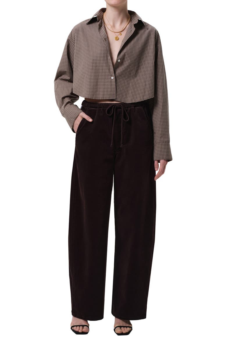 Ana Crop Long Sleeve Button-Up Shirt, Alternate, color, HRTAGE STRIPE