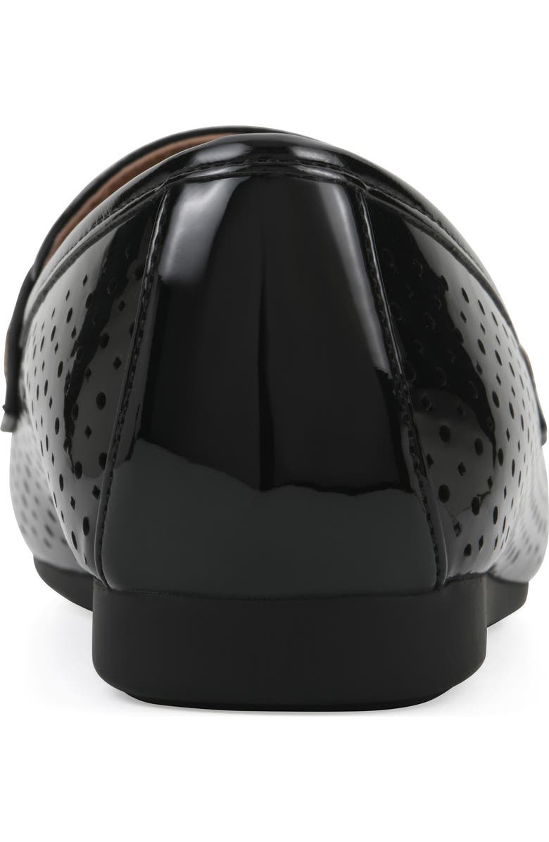 White Mountain Footwear Wallace Perforated Penny Loafer, Alternate, color, Black/Patent