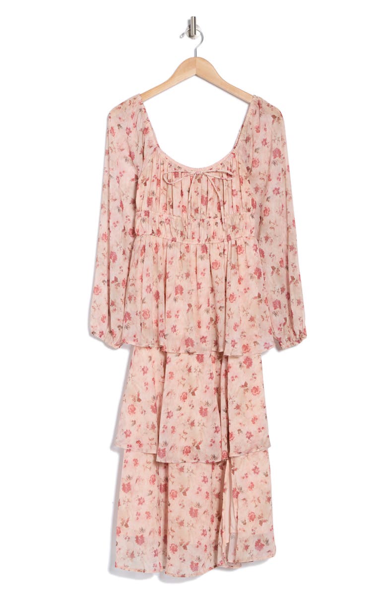 Lush Long Sleeve Tiered Midi Dress, Alternate, color,