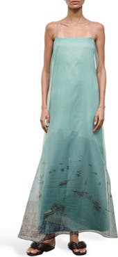 STAUD Delfina Print Organza Maxi Dress