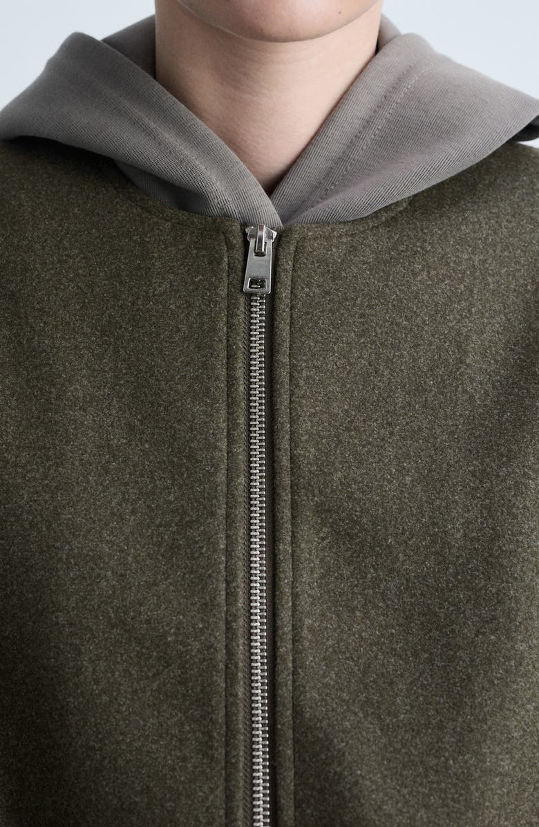 MANGO Gathered Waist Bomber Jacket, Alternate, color, Khaki Green