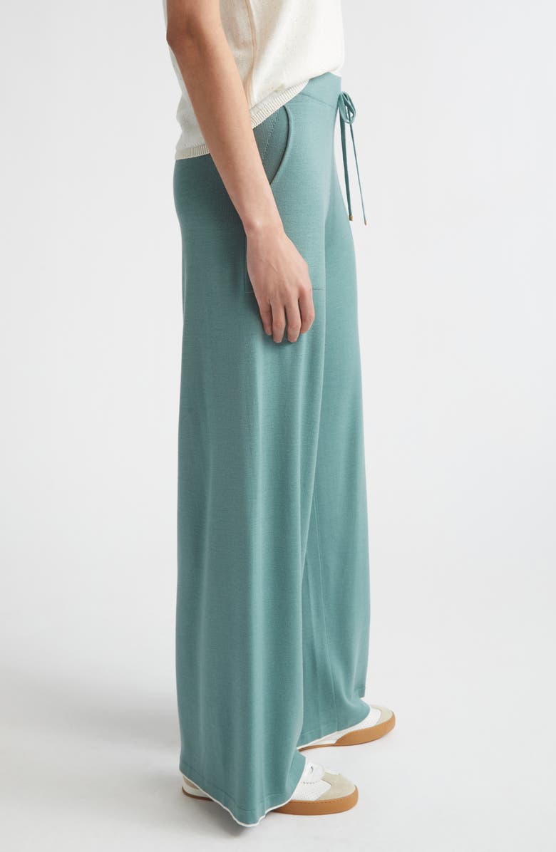 Eleventy Avalon Travel Merino Wool Drawstring Pants, Alternate, color, White/Jade