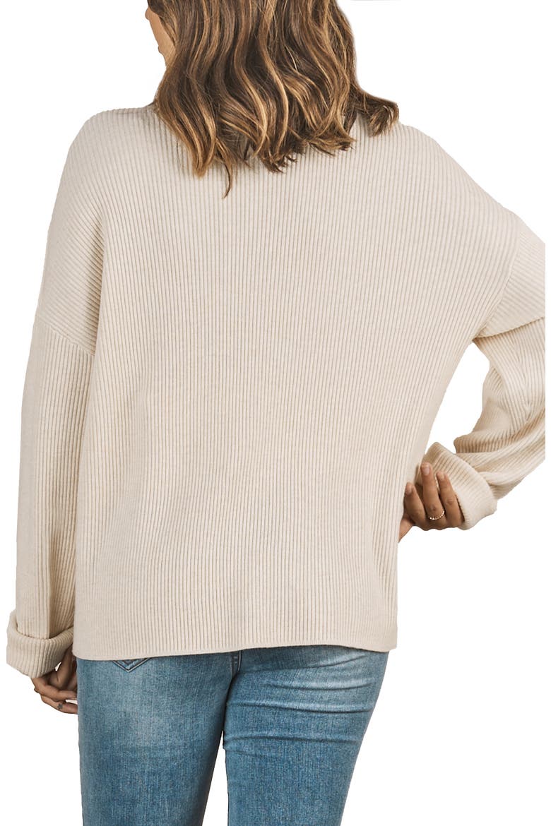Turtleneck Rib Maternity Sweater, Alternate, color, CREAM