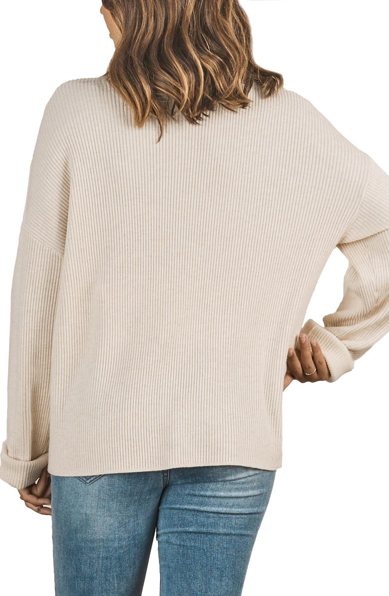 Angel Maternity Turtleneck Rib Maternity Sweater, Alternate, color, Cream