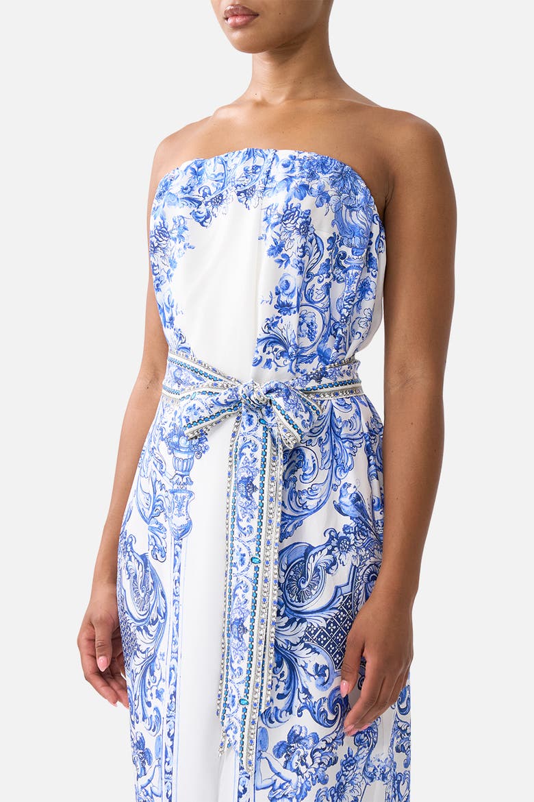 Front Pleat Strapless Jumpsuit, Alternate, color, Ceramic Panoramic