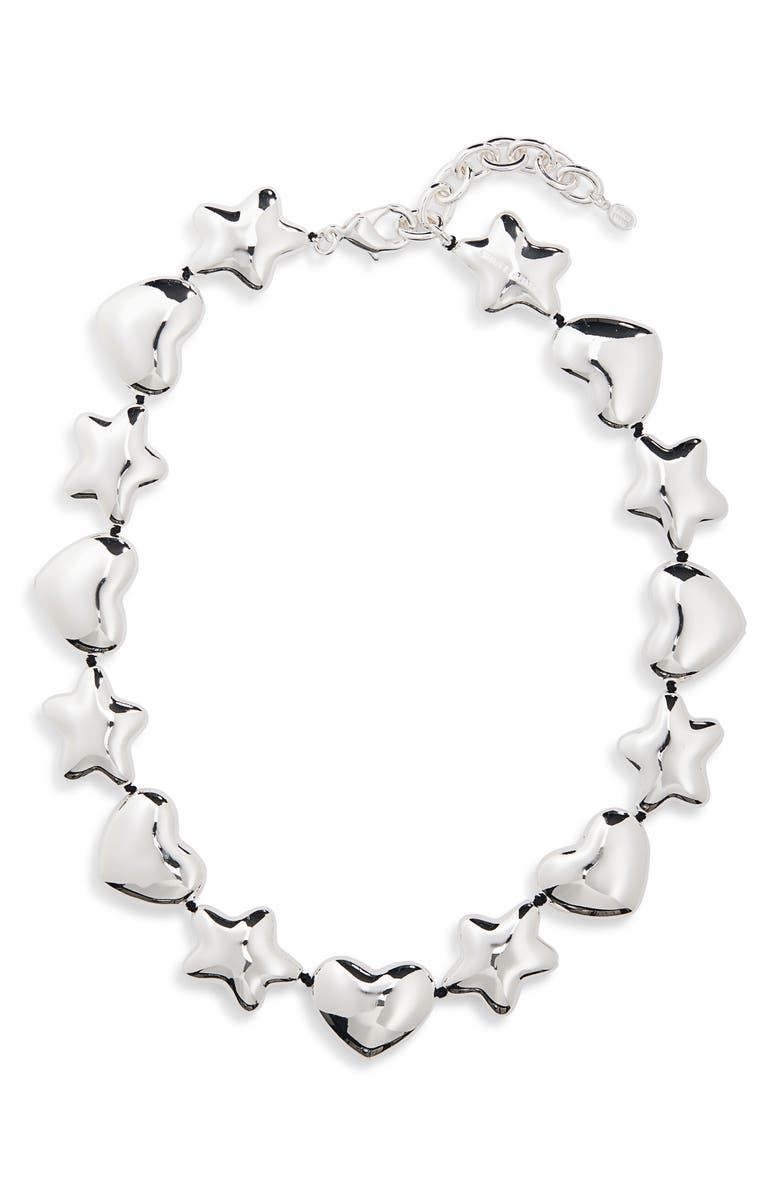 Sandy Liang Beans Collar Necklace, Main, color, Silver