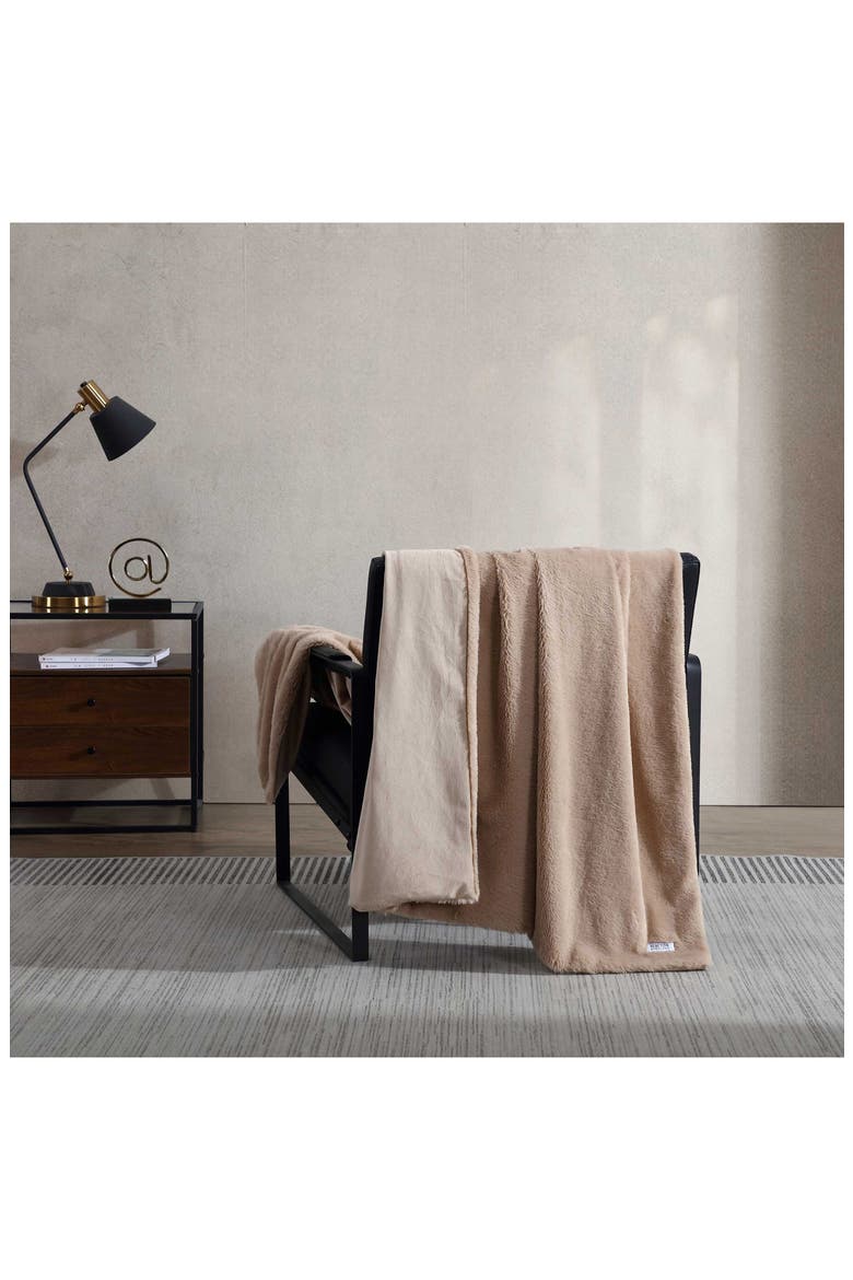 Faux Fur Throw Blanket, Alternate, color, BEIGE