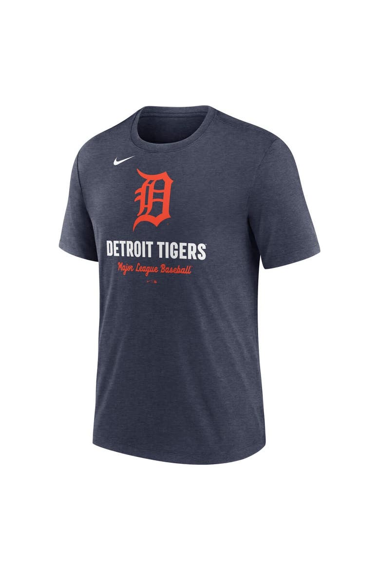 Men's Nike Heather Navy Detroit Tigers Logo Tri-Blend T-Shirt, Alternate, color, Heather Navy