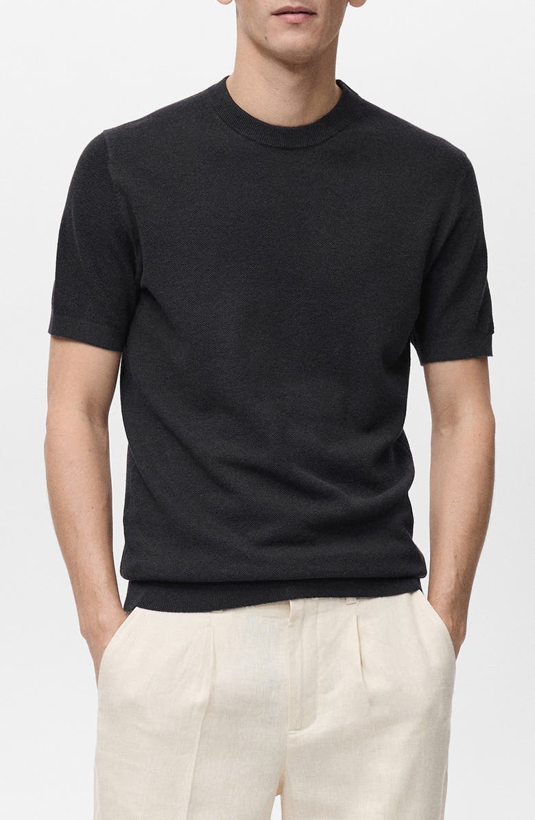 MANGO Short Sleeve Crewneck Sweater, Main, color,