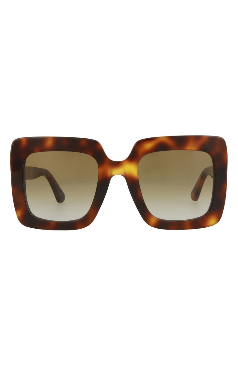 Gucci 53mm Square Sunglasses, Main, color, Havana Brown
