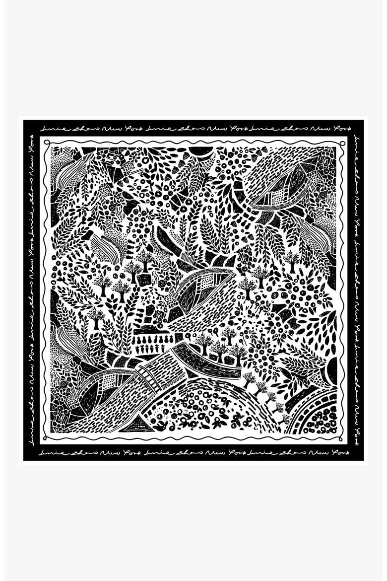 Double Sided Silk Scarf Of Black Garden, Main, color, Black