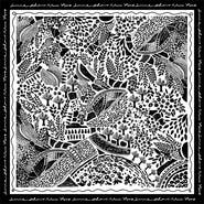 Jessie Zhao New York Double Sided Silk Scarf Of Black Garden