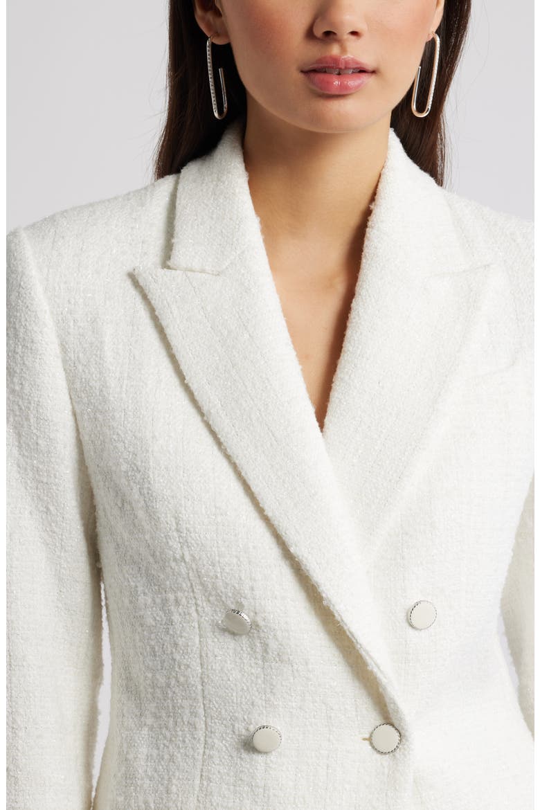 Crop Double Breasted Tweed Blazer, Alternate, color, IVORY