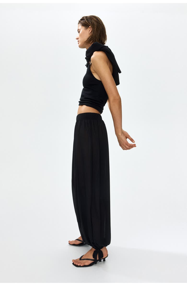 H&M Tie-detail Balloon Trousers, Alternate, color, Black