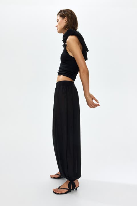 Tie-detail Balloon Trousers