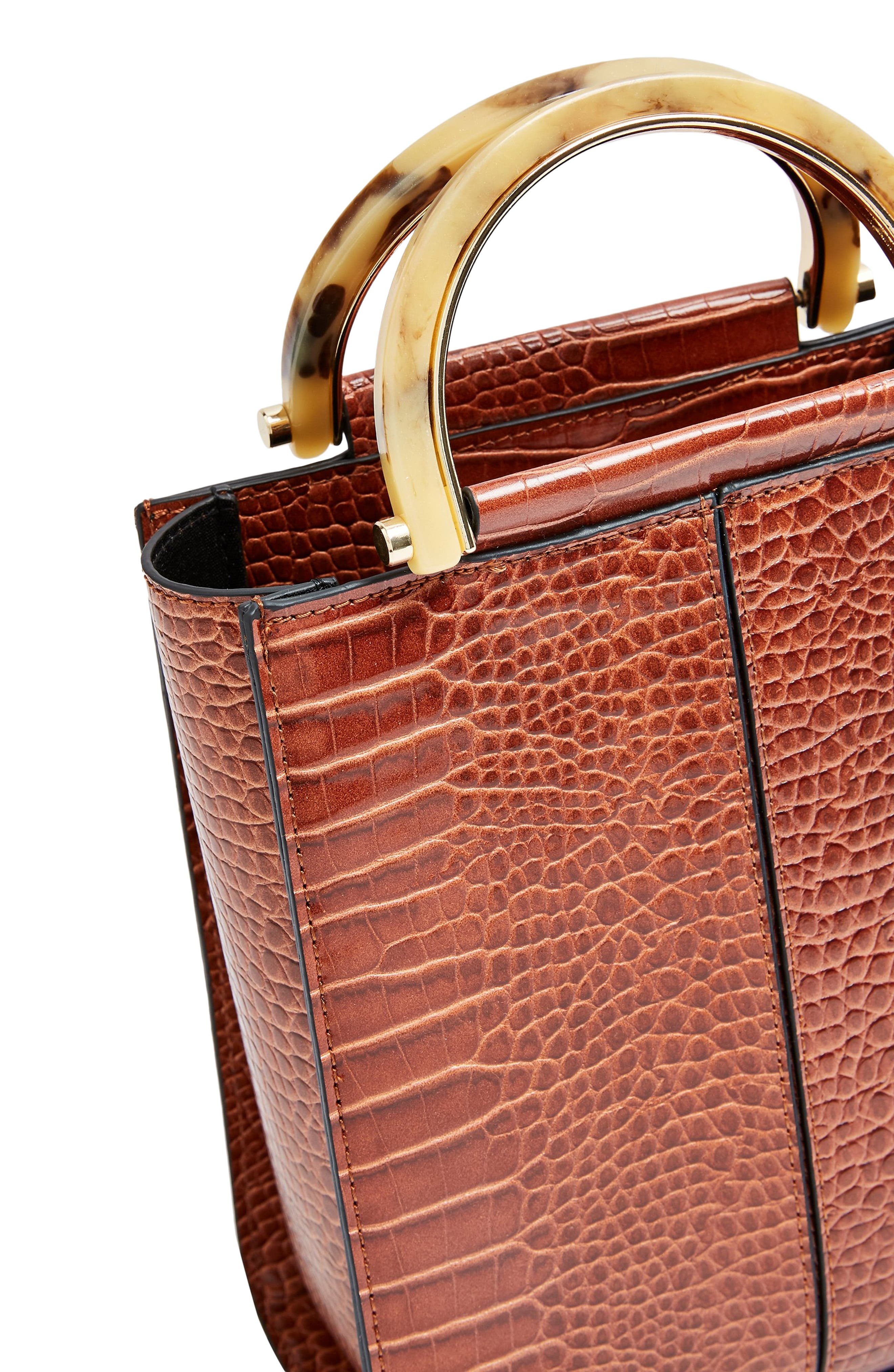 Topshop Sara Crocodile Grab Bag, Alternate, color, 