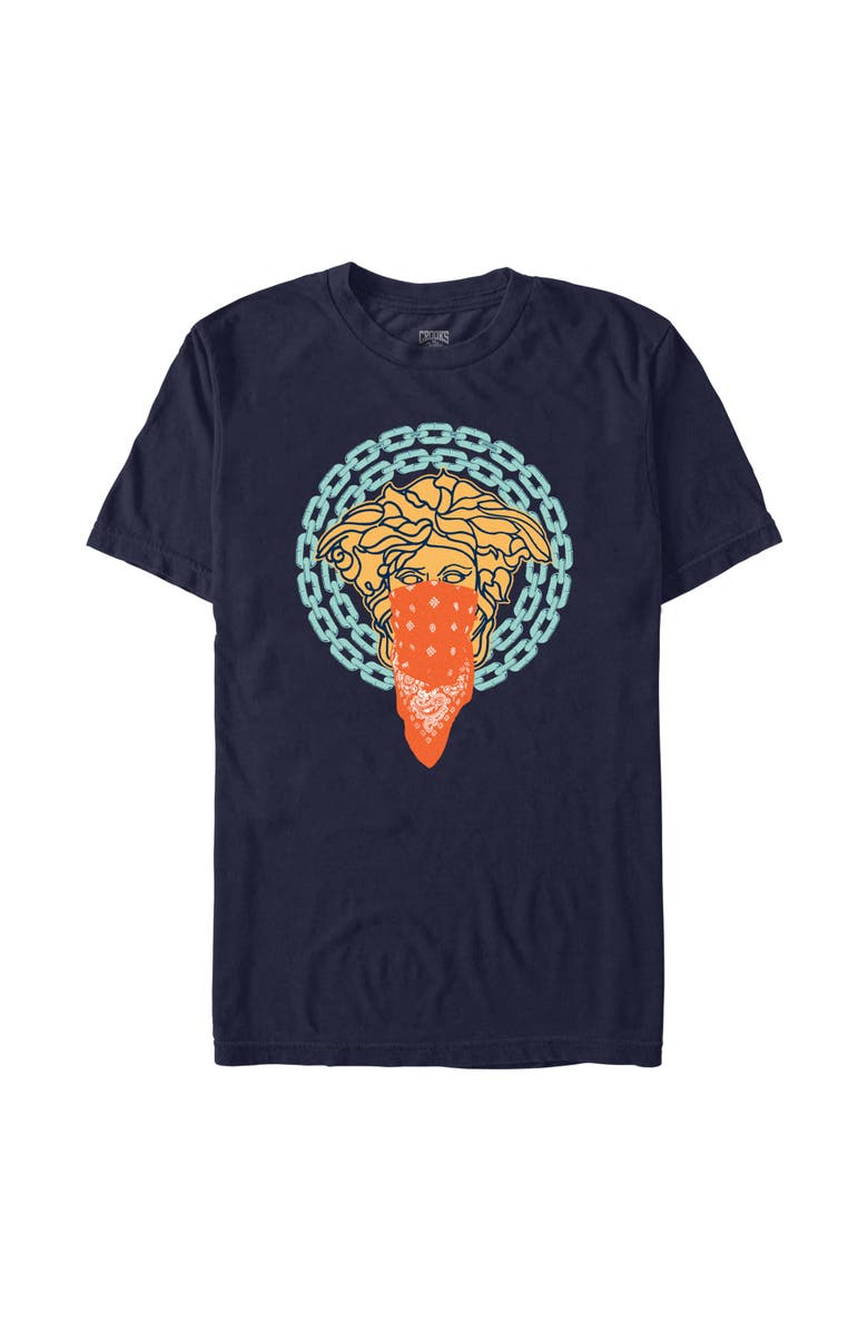 Crooks & Castles Men's Crooks & Castles Medusa Blue Chains  Graphic T-Shirt, Main, color, Navy Blue