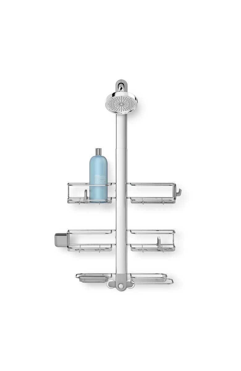 simplehuman adjustable caddy, stainless steel + anodized aluminum, Alternate, color, Grey