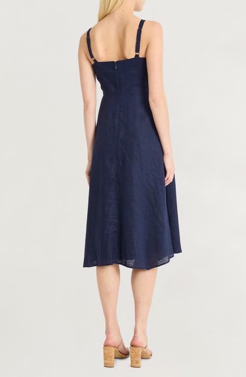 Luxely Sleeveless A-line Linen Dress In Evening Blue