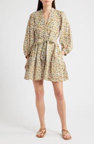 Cleobella Delilah Floral Long Sleeve Organic Cotton Mini Shirtdress
