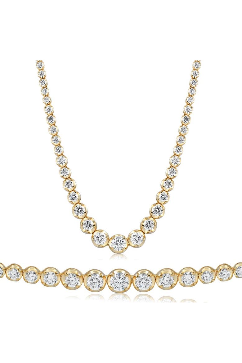 11 1/2Ct Graduated Diamond Tennis Necklace 14k Gold Lab Grown, Main, color, 14k Yellow Gold