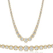 Bliss Diamond 11 1/2Ct Graduated Diamond Tennis Necklace 14k Gold Lab Grown