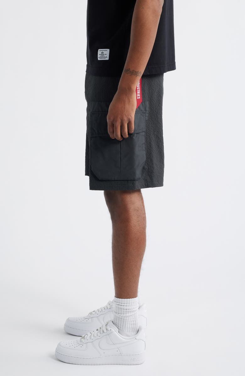 Alpha Industries Seersucker Cargo Shorts, Alternate, color, Charcoal