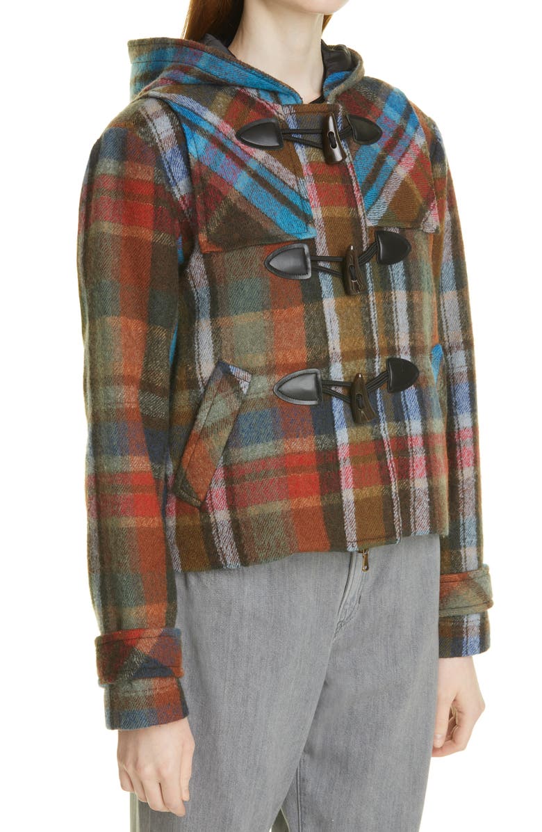 Veronica Beard Ianna Mix Plaid Wool Duffle Coat, Alternate, color, 