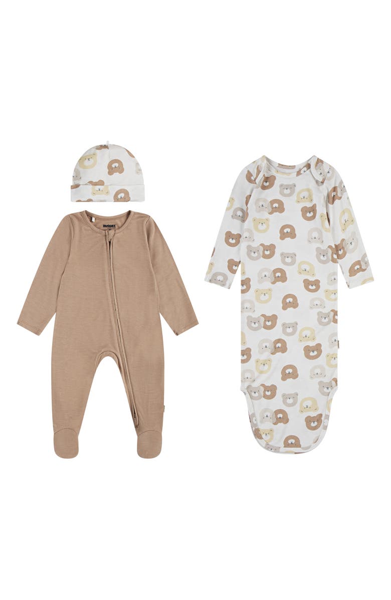 Huggies Footie, Gown & Beanie Set, Main, color, 