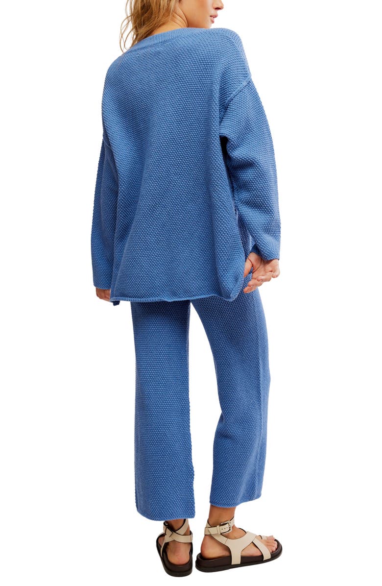 free-est Hailee Waffle Stitch Long Sleeve Top & Wide Leg Pants Knit Set