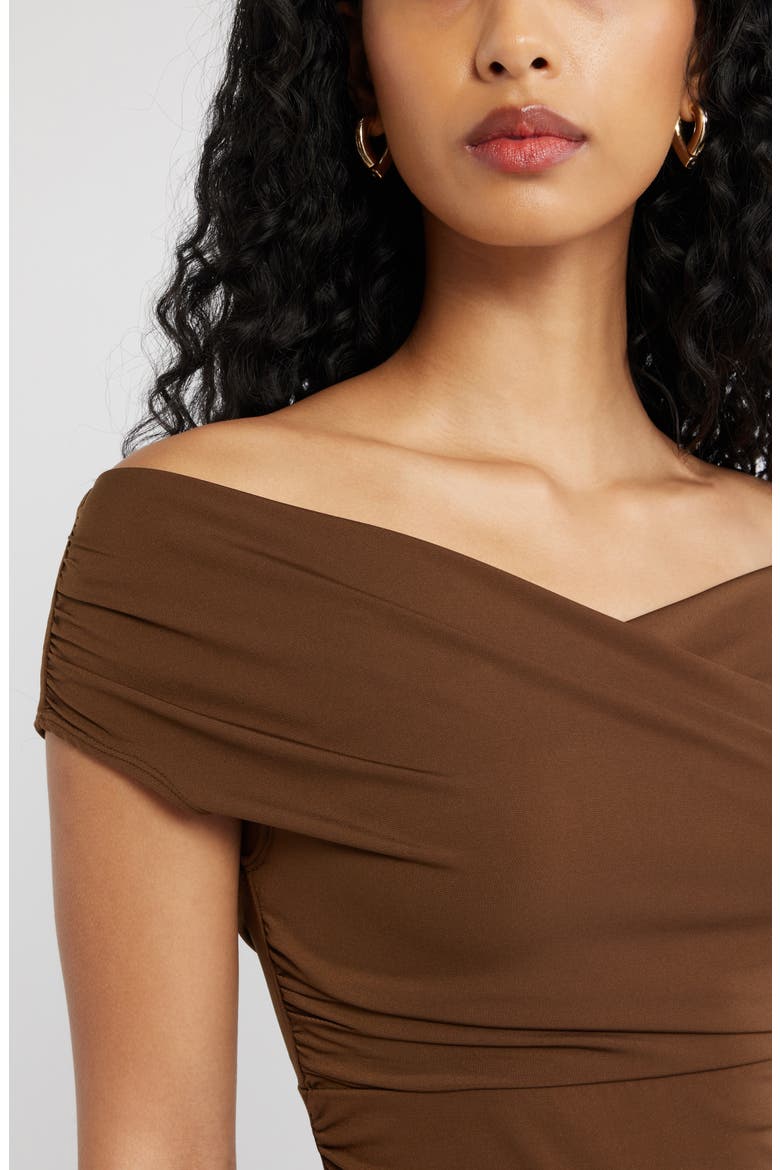 Crossover Off the Shoulder Top, Alternate, color, BROWN TERRA