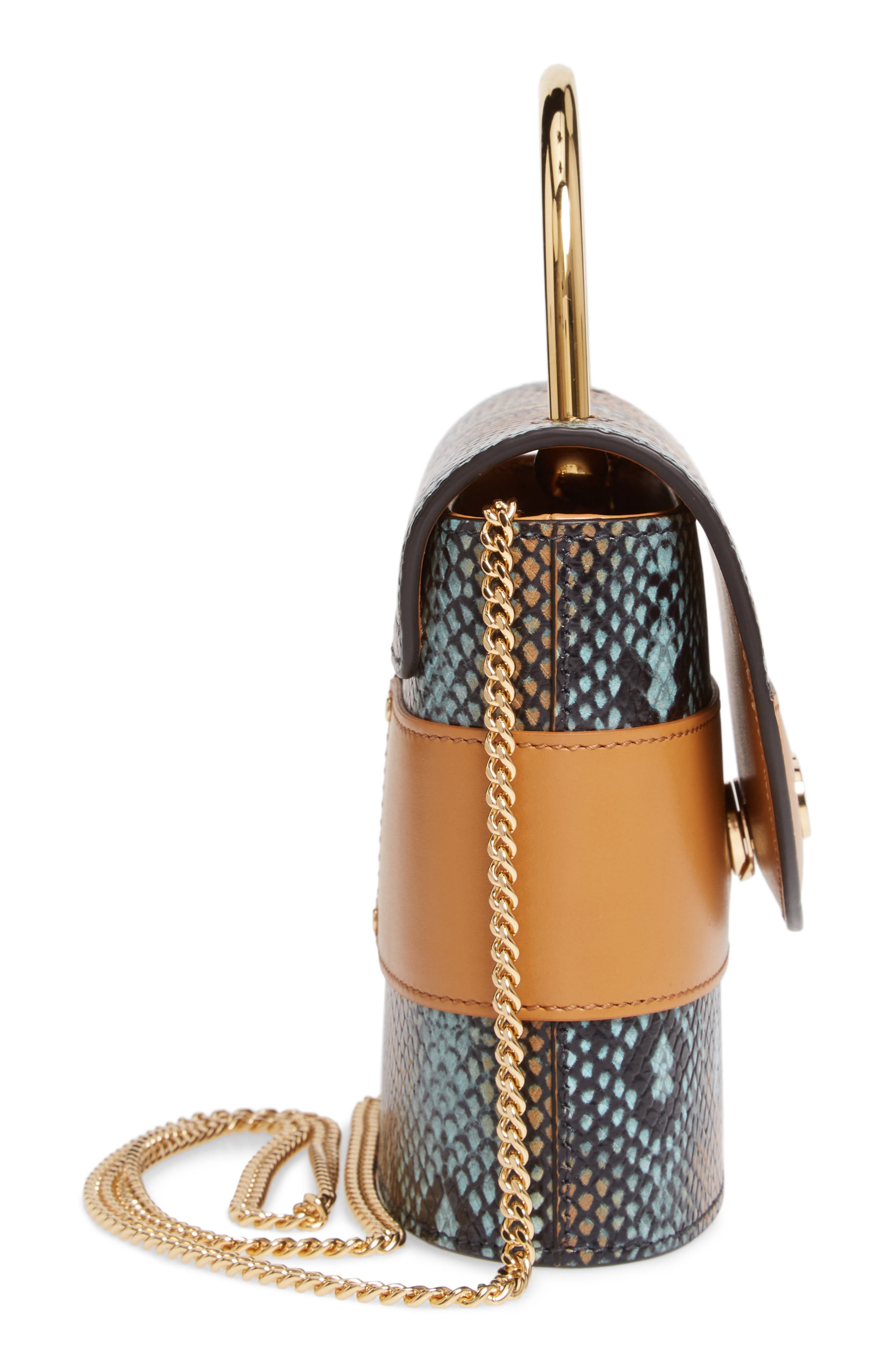 Chloé Aby Lock Python Embossed Leather Shoulder Bag, Alternate, color, 