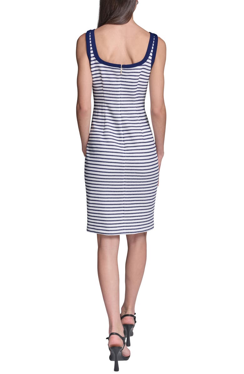 KARL LAGERFELD Striped Knit Scoop Neck Dress, Alternate, color, Maritime/ Soft White