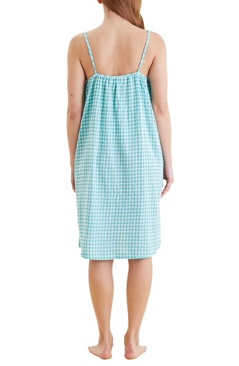 Papinelle Gingham Seersucker Nightgown, Alternate, color, Blue Turquoise