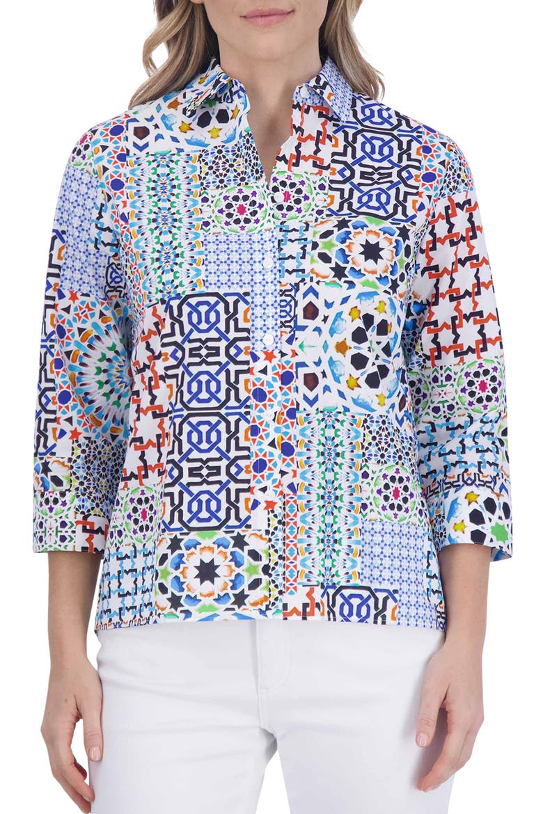 Kelly Print Button-Up Shirt, Main, color, MULTI