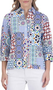 Foxcroft Kelly Print Button-Up Shirt