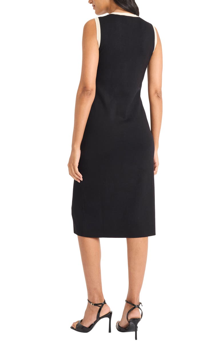 Maggy London Two-Tone Sleeveless Midi Sweater Dress, Alternate, color, Black/ Tan