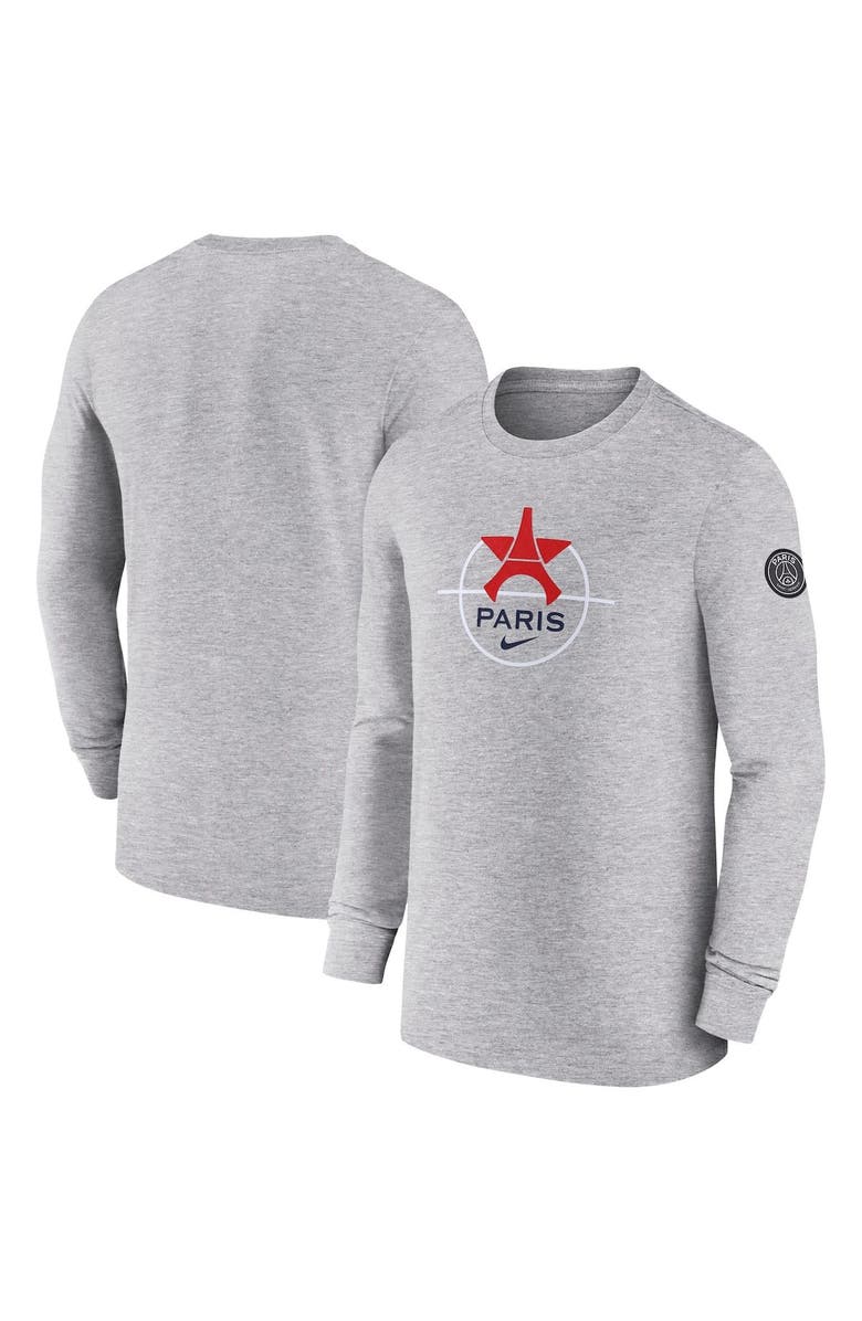 Nike Men's Nike Heather Gray Paris Saint-Germain Knockout Long Sleeve T-Shirt, Main, color, 