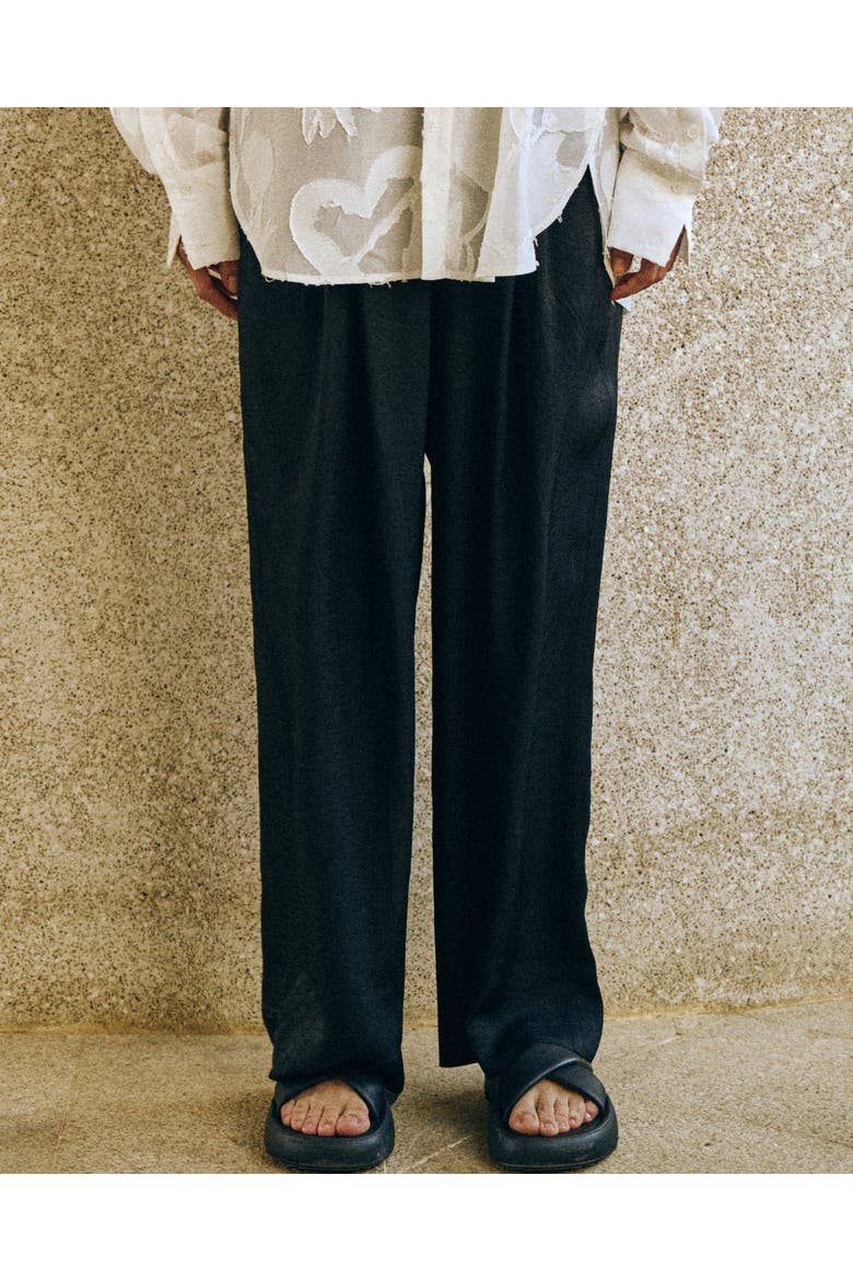 "Beach Blossom" Wide-Leg Pants, Alternate, color, Black