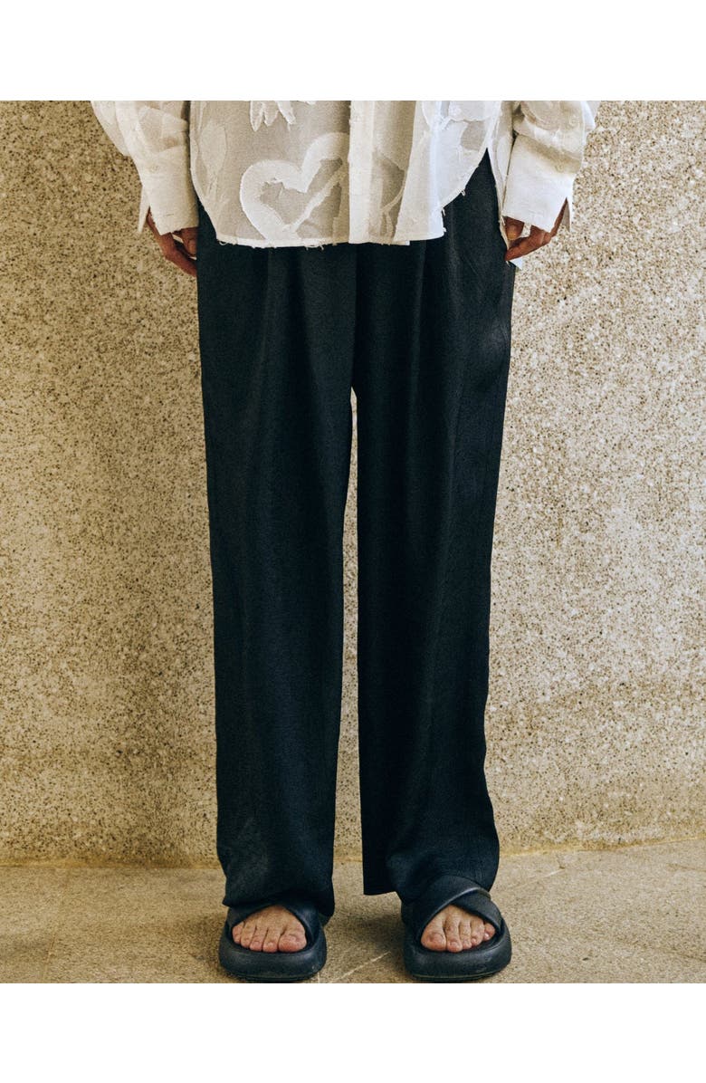 Lost Pattern NYC "Beach Blossom" Wide-Leg Pants, Alternate, color, Black