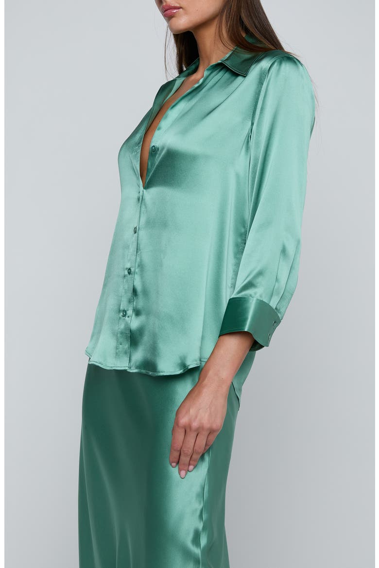 Dani Silk Charmeuse Blouse, Alternate, color, MALACHITE GREEN