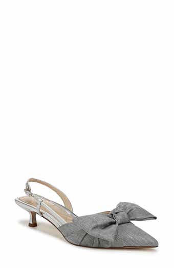 Sam Edelman Treena Bow Plissé Pointed Toe Kitten Heel Sandal