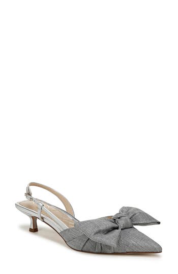 SAM EDELMAN SAM EDELMAN TREENA BOW PLISSÉ POINTED TOE KITTEN HEEL SANDAL