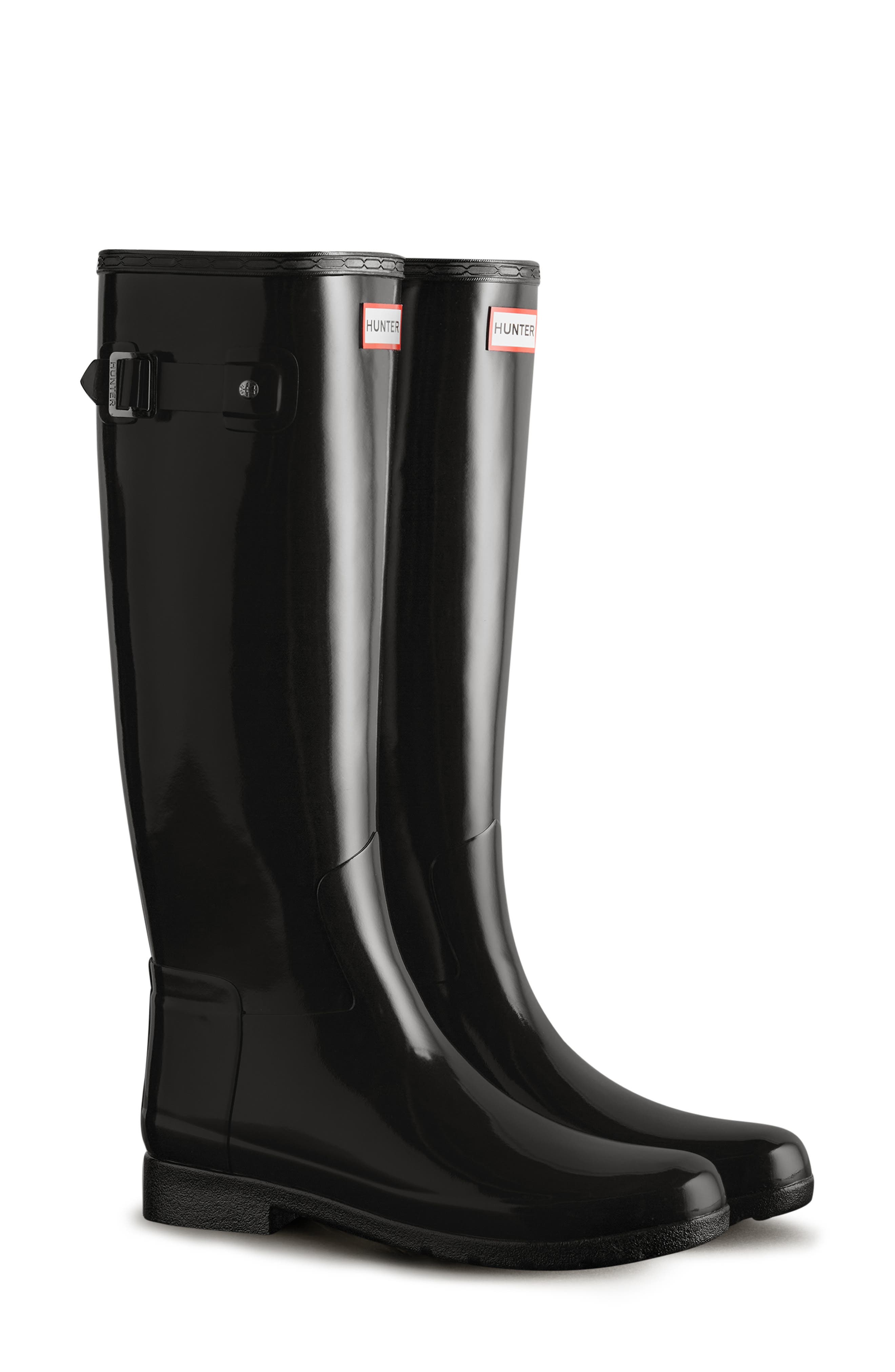 Hunter Refined Tall Gloss Waterproof Rain Boot, Main, color, 