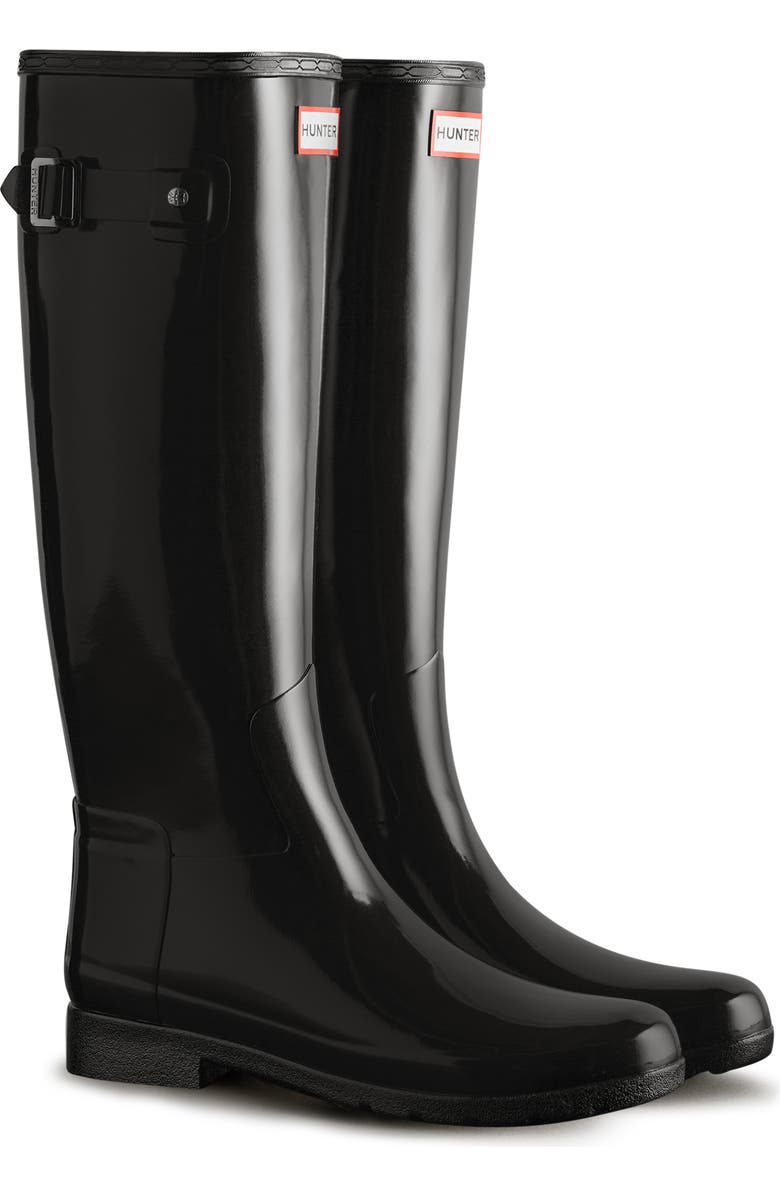 Hunter Refined Tall Gloss Waterproof Rain Boot, Main, color,