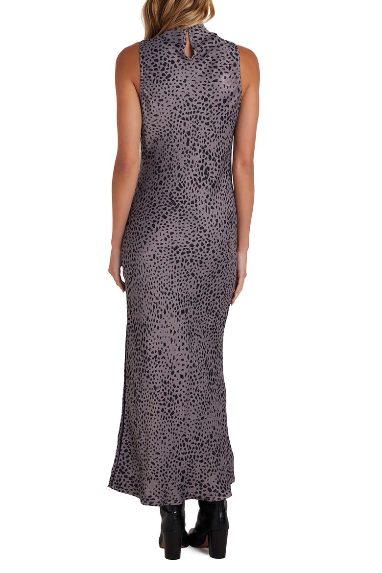 Print Mock Neck Sleeveless Maxi Dress, Alternate, color, ONYX STEEL