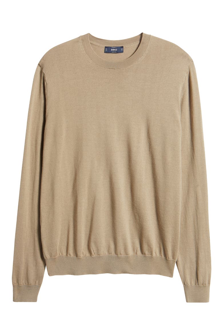 Crewneck Wool Sweater, Alternate, color, SAND
